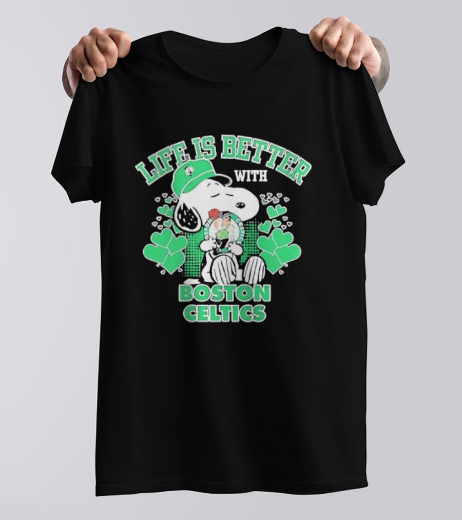 Life Is Better With Snoopy Boston Celtics St. Patrick's Day T-Shirt