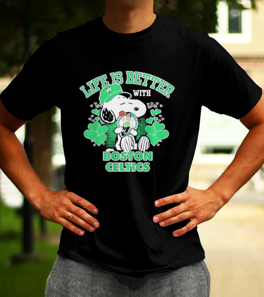 Life Is Better With Snoopy Boston Celtics St. Patrick's Day T-Shirt