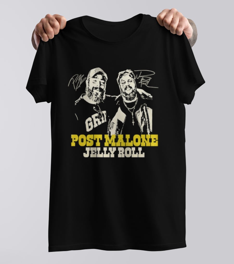 Post Malone Jelly Roll Big Ass Stadium Tour Signatures T-Shirt