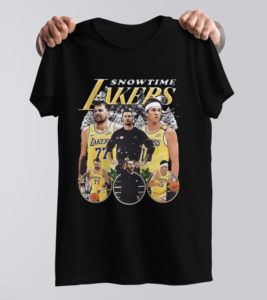 Snowtime Lakers Basketball Champions Iconic Players And Coach T-Shirt