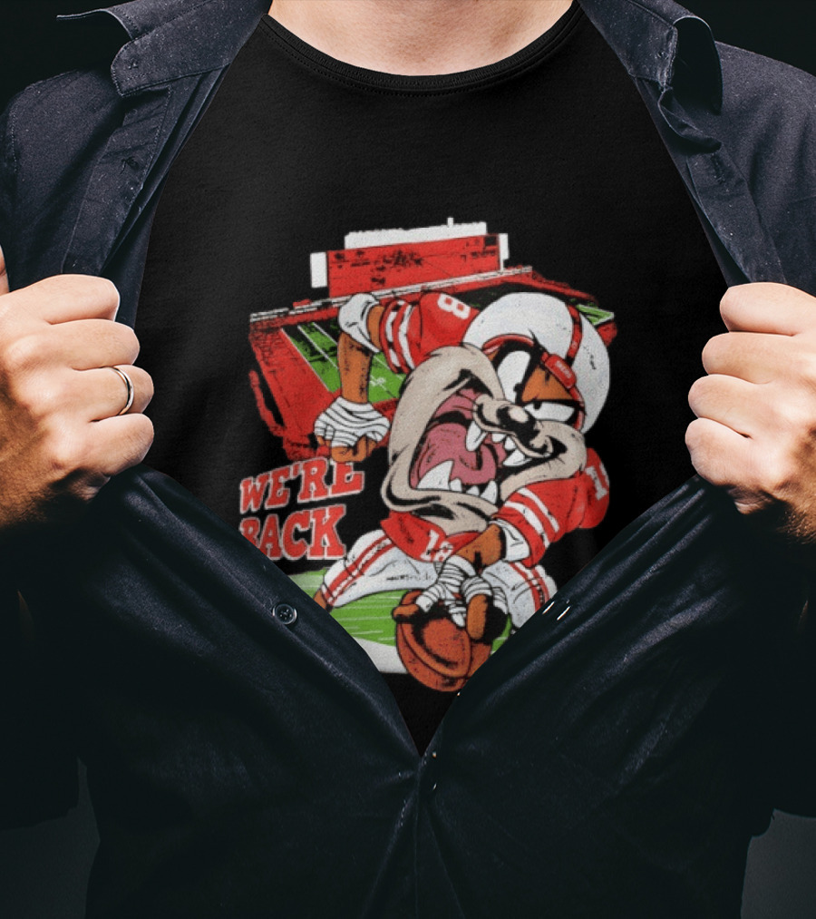 Dropout We're Back Football Cartoon Stadium Red Uniform Number 8 T-Shirt