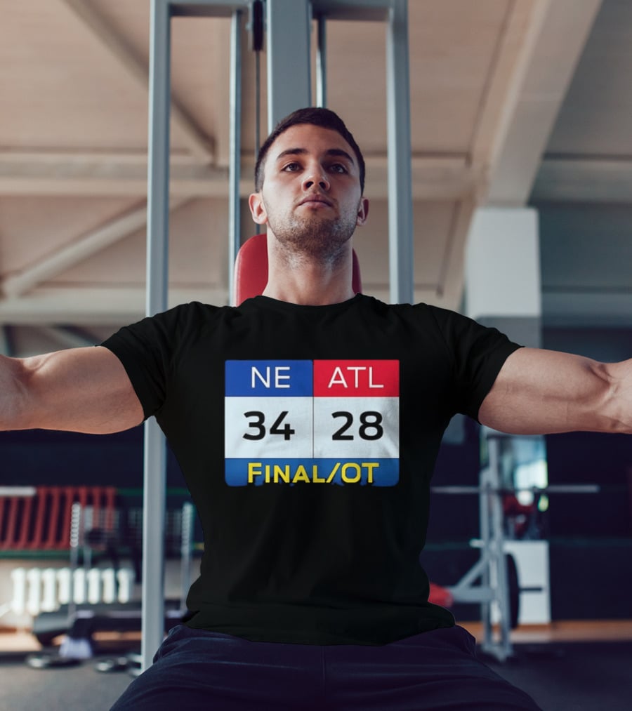 NE 34 ATL 28 Final OT Super Bowl LI Scoreboard T-Shirt