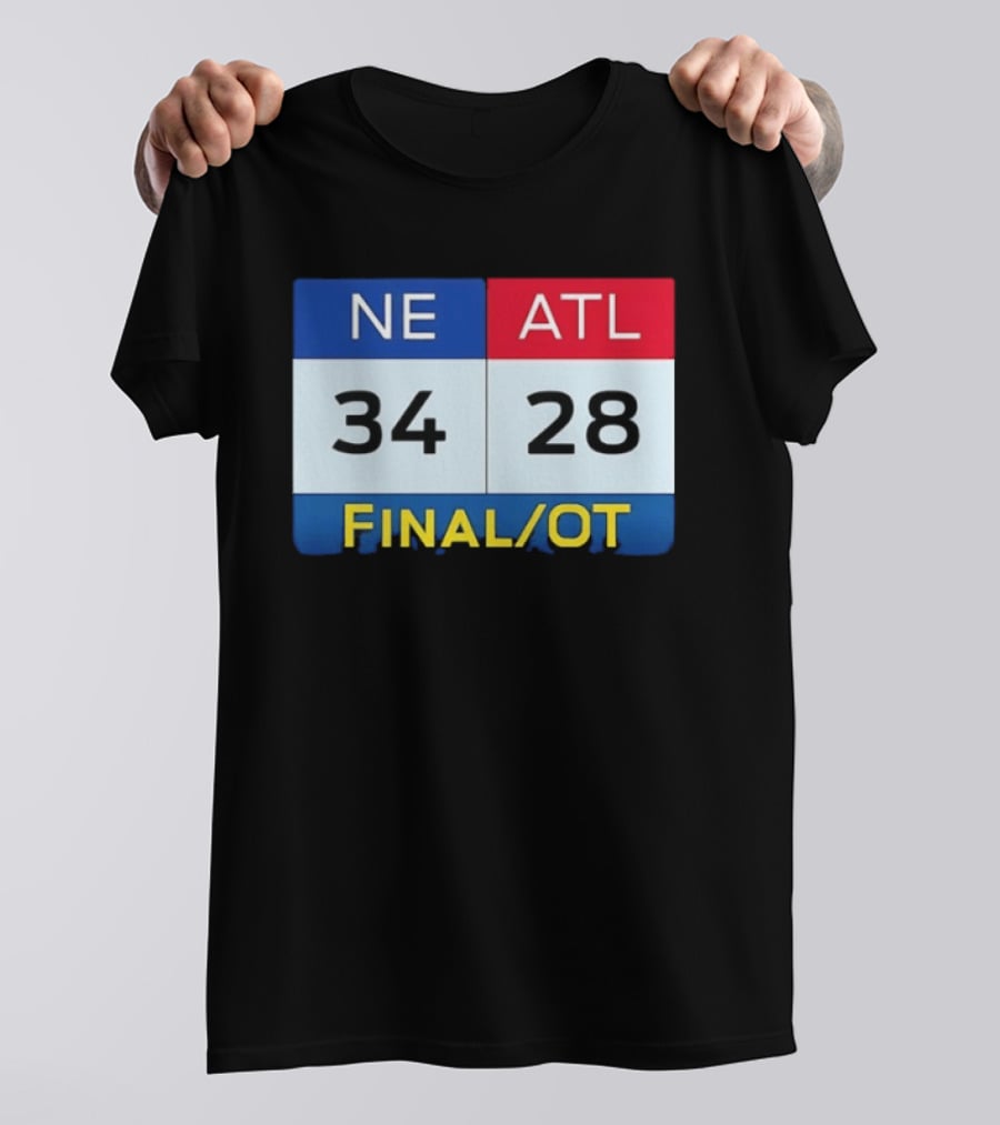 NE 34 ATL 28 Final OT Super Bowl LI Scoreboard T-Shirt