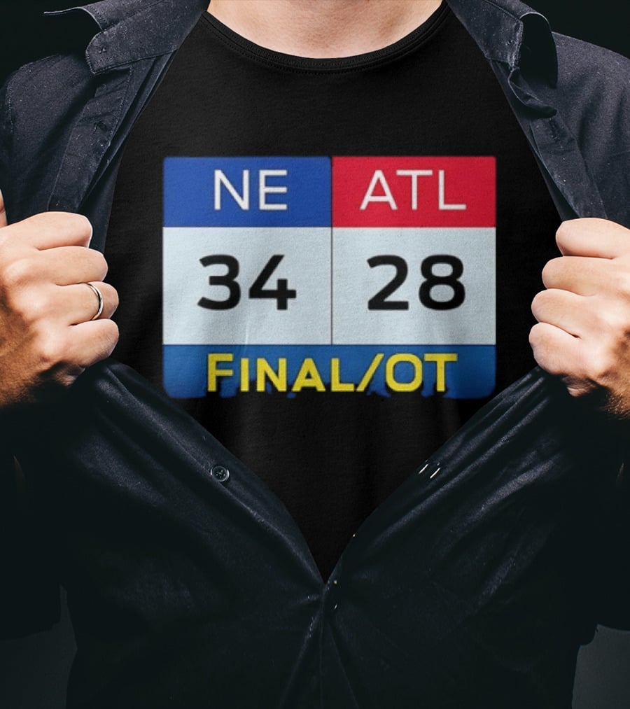NE 34 ATL 28 Final OT Super Bowl LI Scoreboard T-Shirt