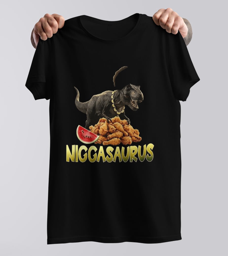 Niggasaurus Fried Chicken And Watermelon Meme T-Shirt