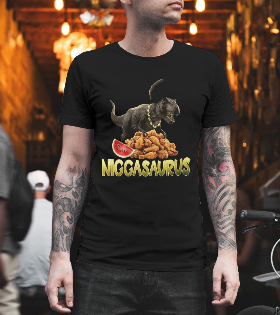 Niggasaurus Fried Chicken And Watermelon Meme T-Shirt