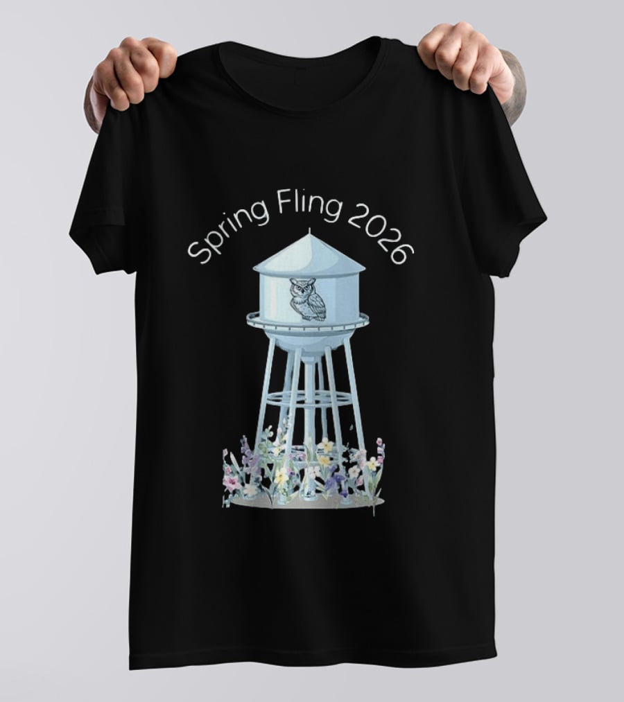 Spring Fling 2026 Owl Water Tower Blossoms T-Shirt