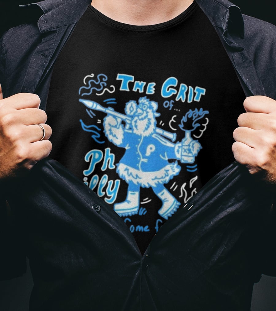 Philadelphia Phillies The Grit Of Philly Will Come For You Mascot And Torch T-Shirt