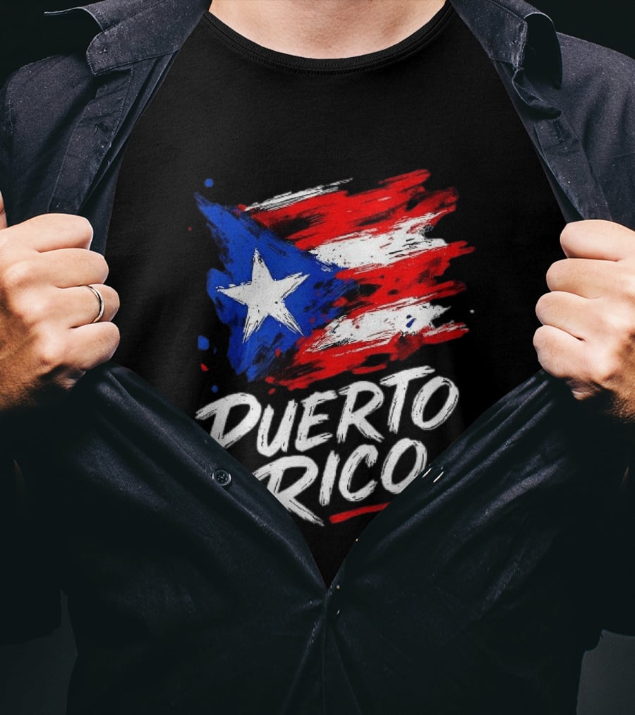 Puerto Rico Flag Brush Stroke Style Classic Representation T-Shirt