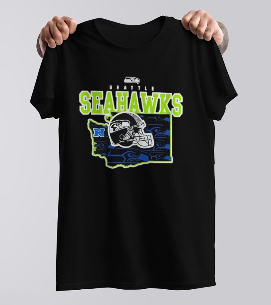 Seattle Seahawks Evergreen State Helmet Map Gameday NFL Team T-Shirt