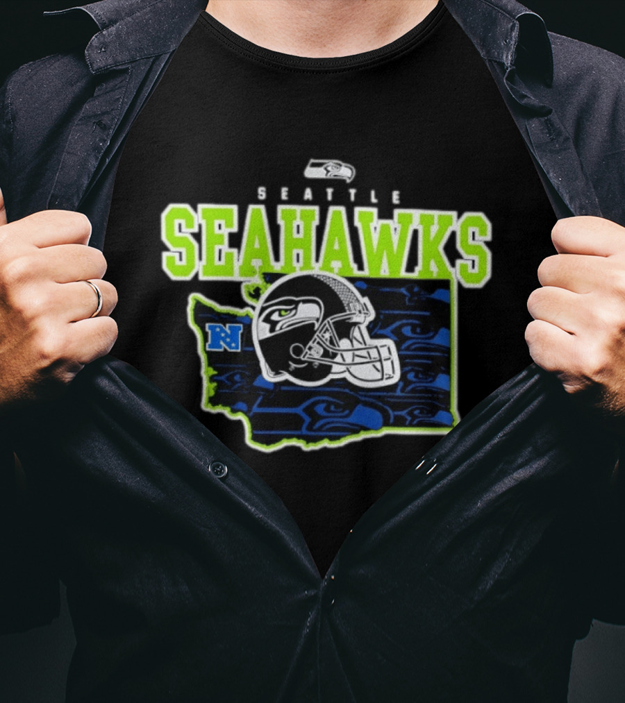 Seattle Seahawks Evergreen State Helmet Map Gameday NFL Team T-Shirt