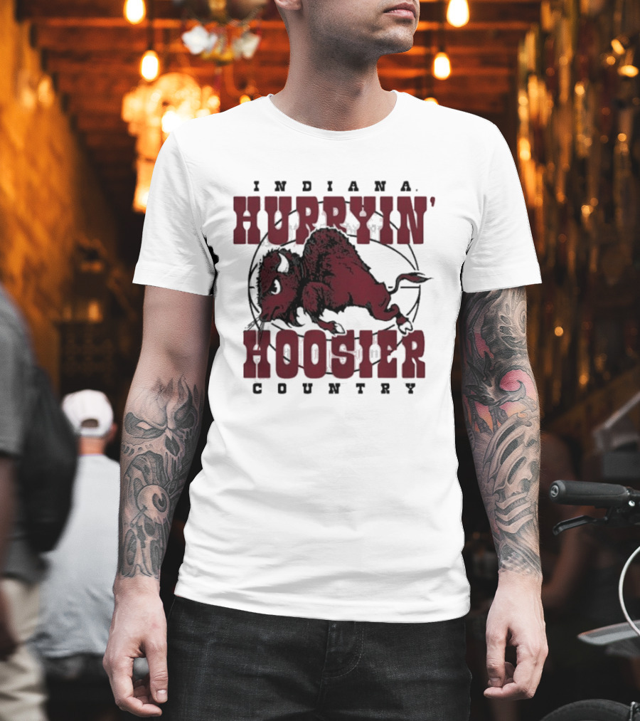 Indiana Hoosiers Basketball Hurryin' Hoosier Country Buffalo T-Shirt