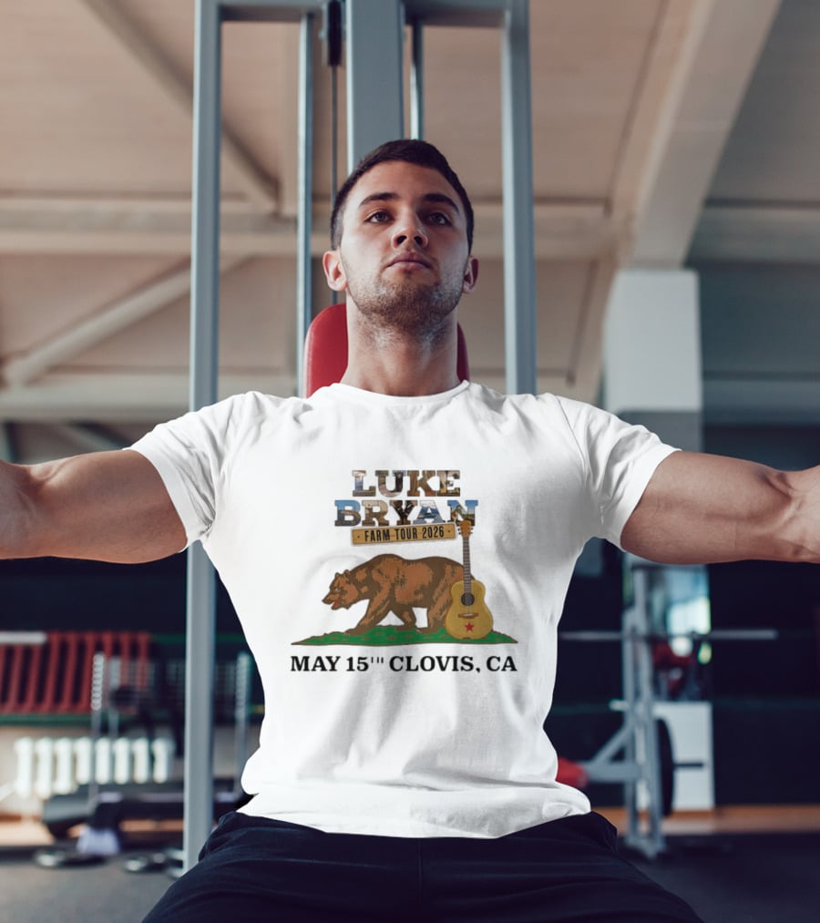 Luke Bryan Farm Tour 2026 May 15th Clovis CA Bear And Guitar T-Shirt