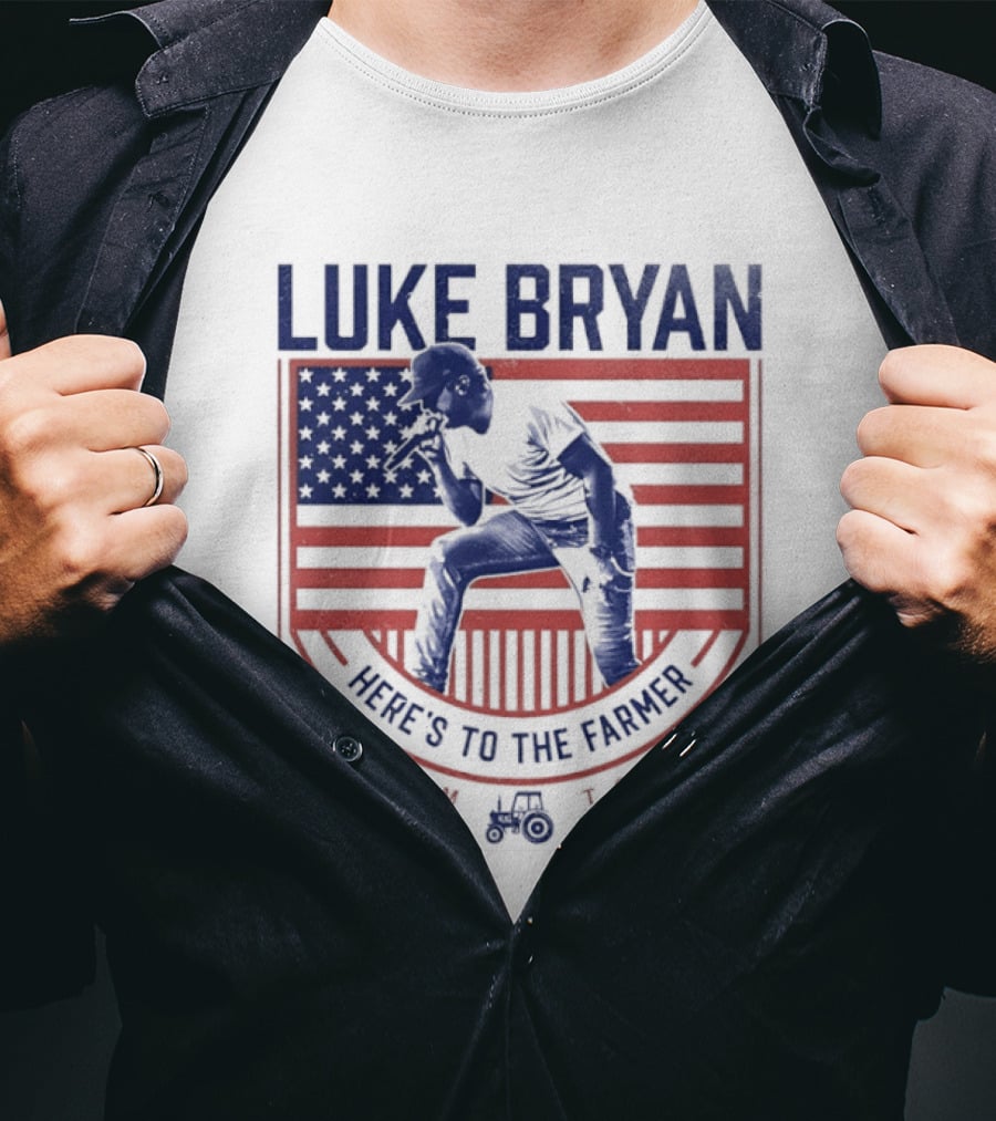 Luke Bryan Here's To The Farmer Farm Tour USA Flag T-Shirt