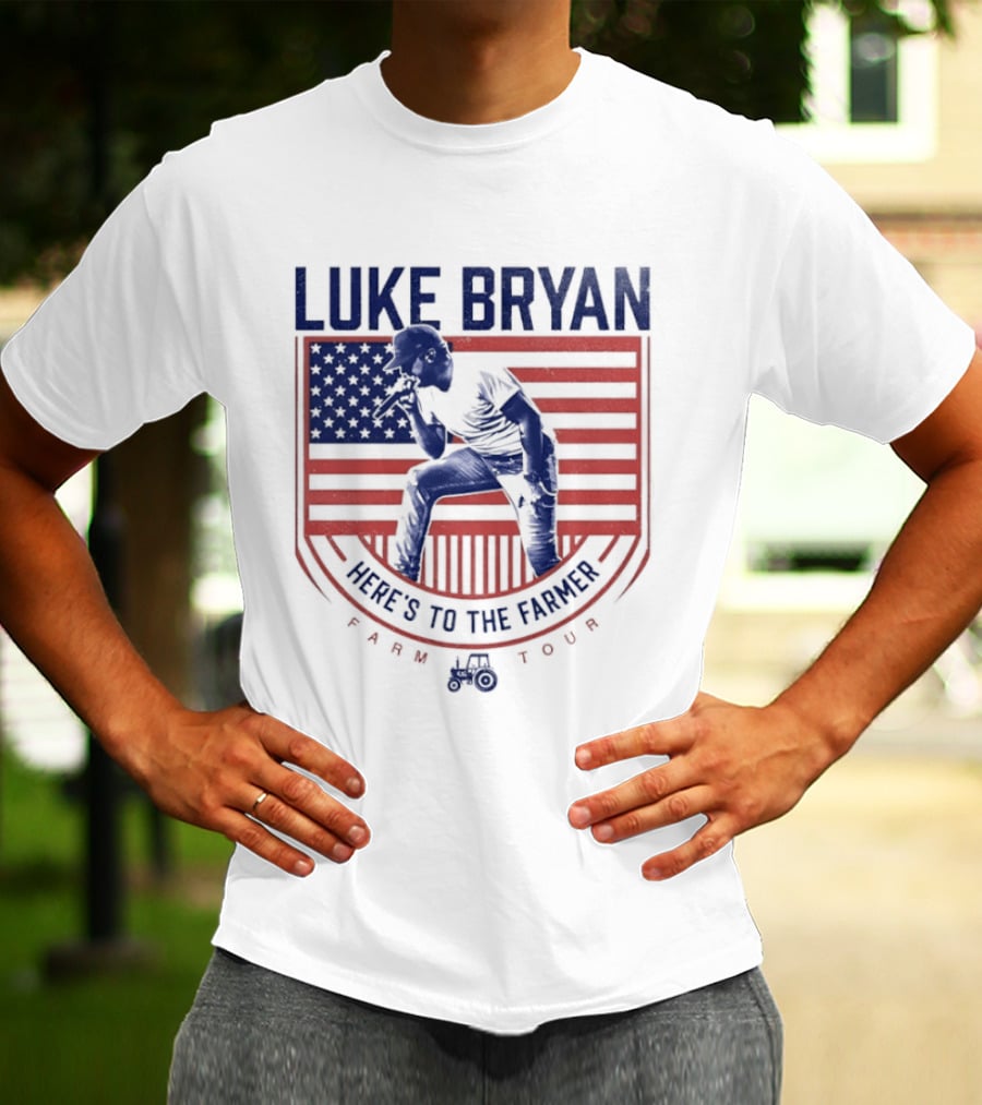 Luke Bryan Here's To The Farmer Farm Tour USA Flag T-Shirt