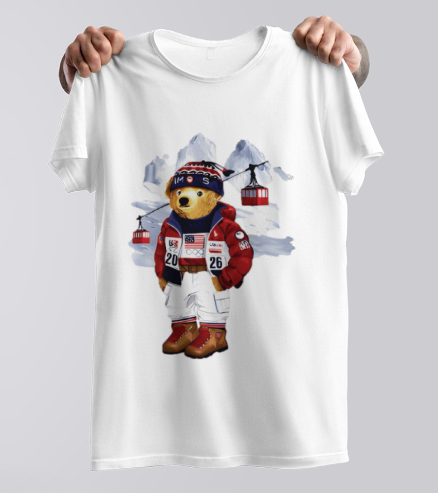 Taylor Olympics 2026 Bear Winter Skiing Outfit T-Shirt