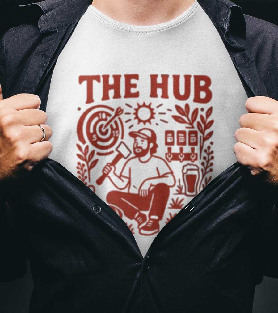 The Hub Stadium Archery Axe Throwing Brewery Activities T-Shirt