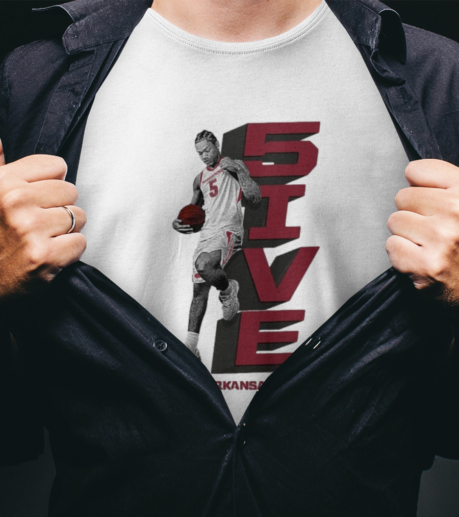 Darius Acuff Jr. 5ive Arkansas Razorbacks Basketball Player T-Shirt