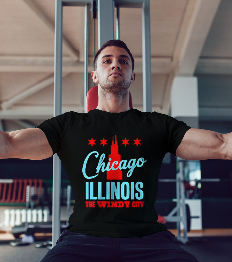 Chicago Illinois The Windy City Skyline Stars T-Shirt