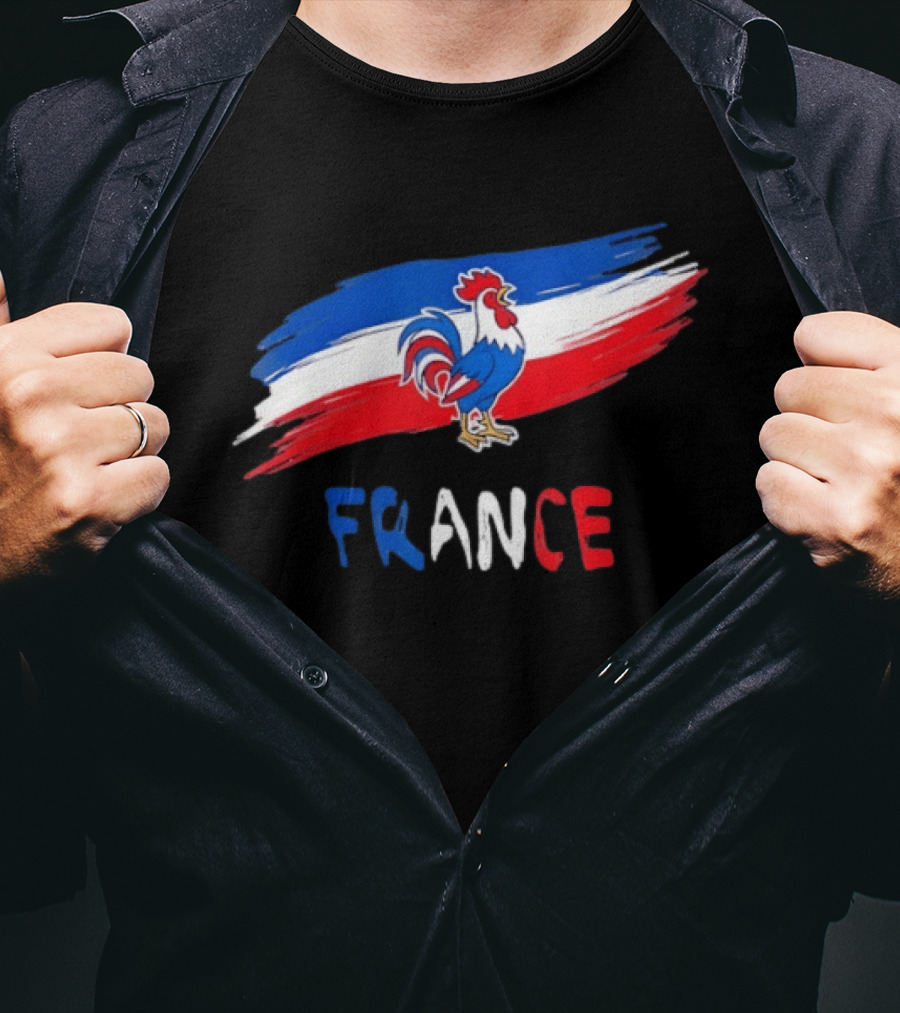 France Rooster French Flag Pride T-Shirt