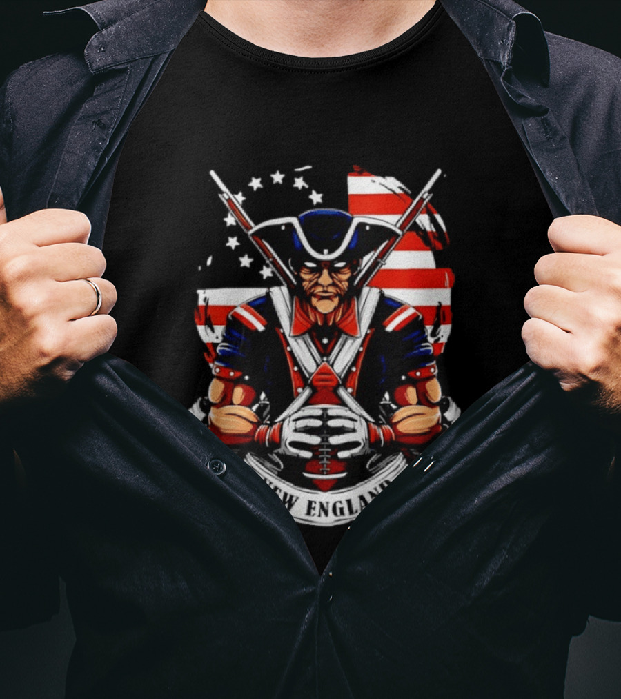 Patriotic New England Patriots American Flag Football Player T-Shirt