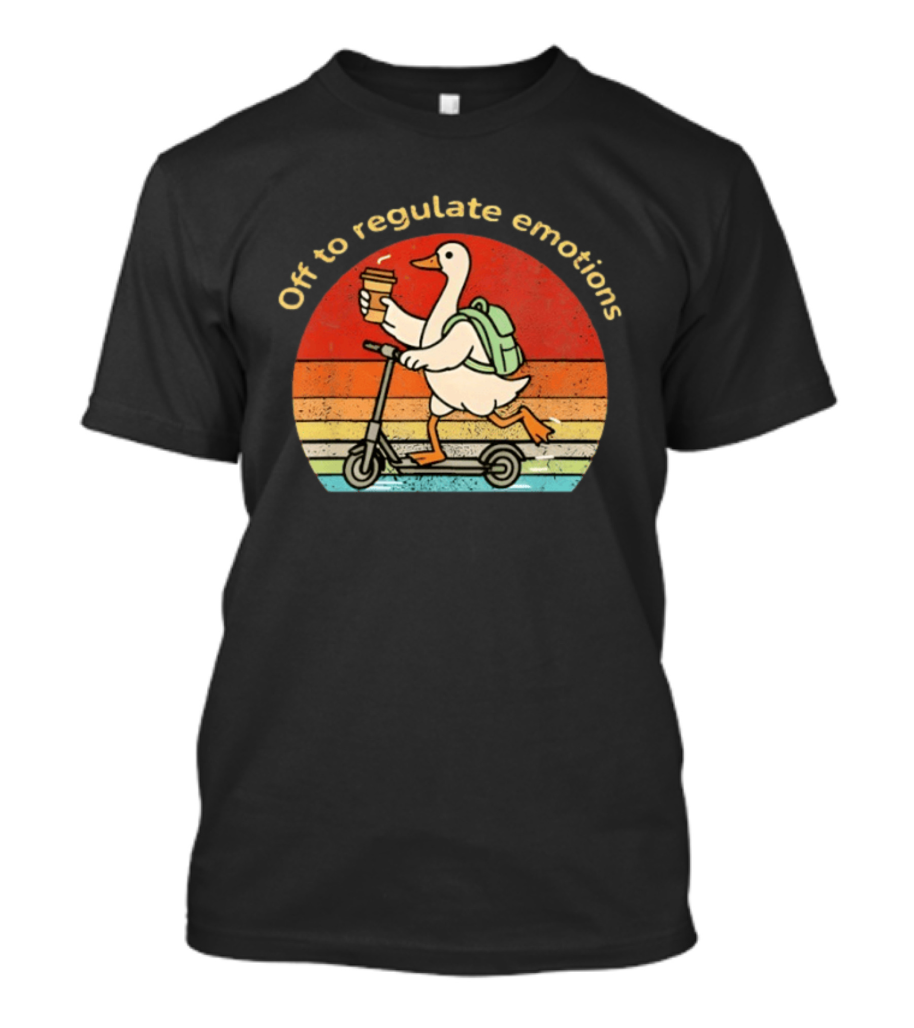 Off To Regulate Emotions Goose With Coffee On Scooter T-Shirt