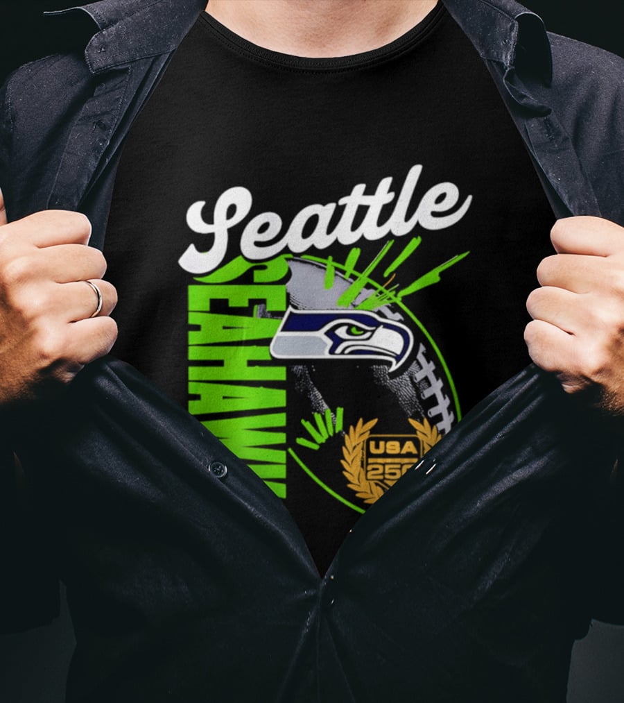 Seattle Seahawks USA 250 Gold Standard Football T-Shirt