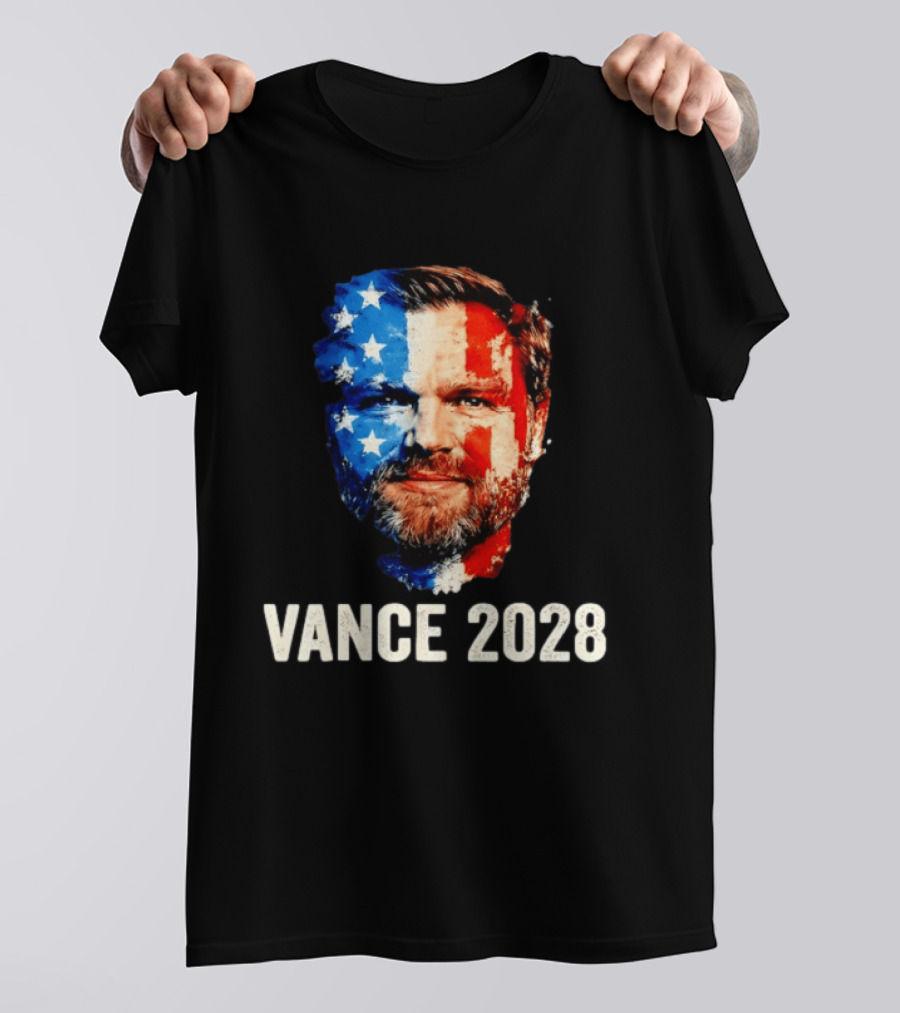 Vance 2028 US Flag Face Patriotic Election Campaign T-Shirt