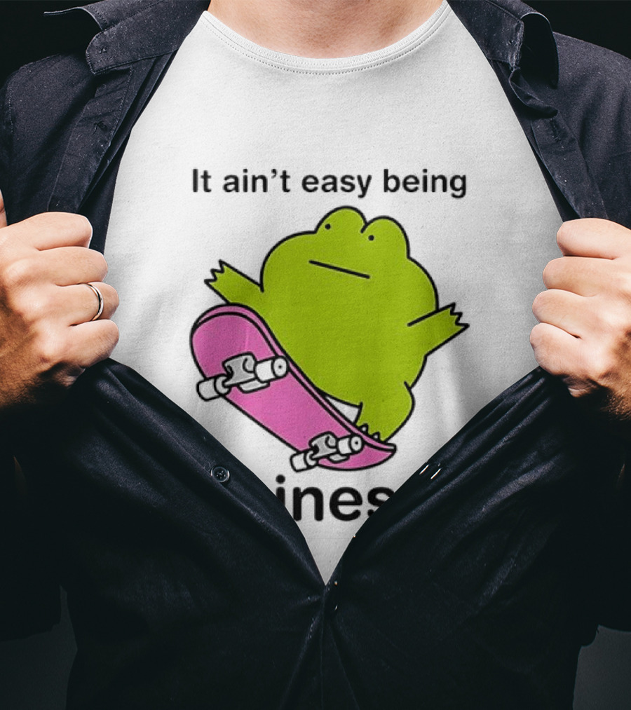It Ain't Easy Being Chinesey Kawaii Frog On Skateboard T-Shirt