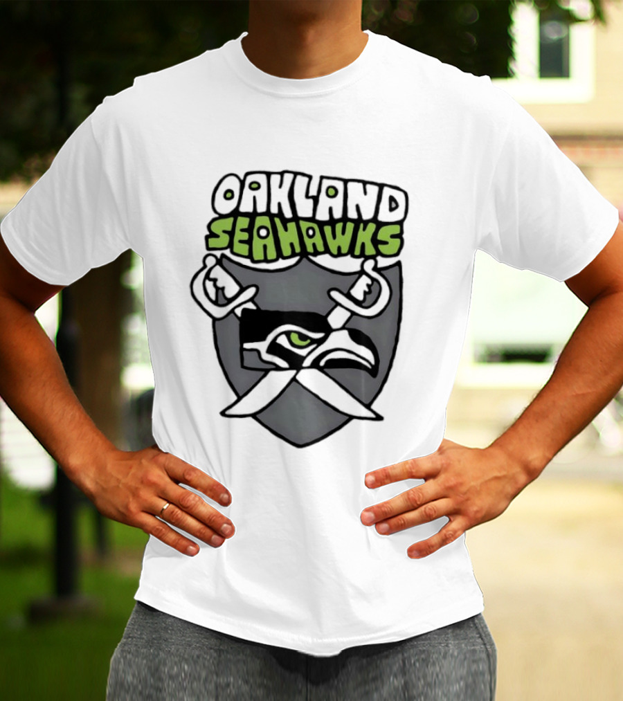 Oakland Seahawks Raiders Shield Crossed Swords T-Shirt