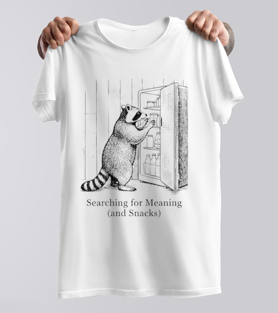 Raccoon Searching For Meaning And Snacks Humorous Wildlife T-Shirt