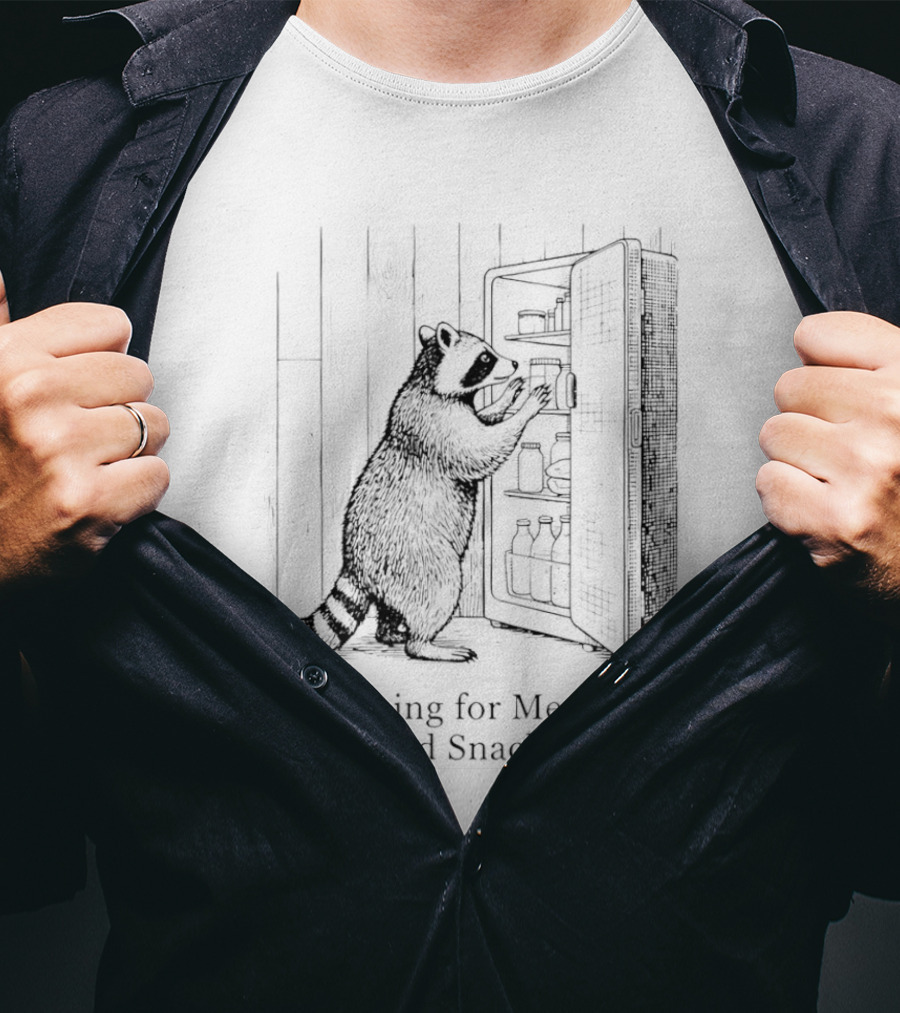 Raccoon Searching For Meaning And Snacks Humorous Wildlife T-Shirt