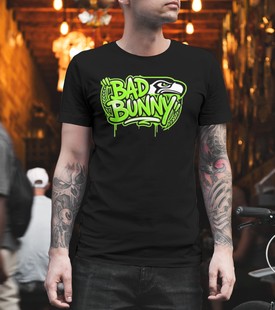 Bad Bunny Seattle Seahawks Team Collaboration T-Shirt