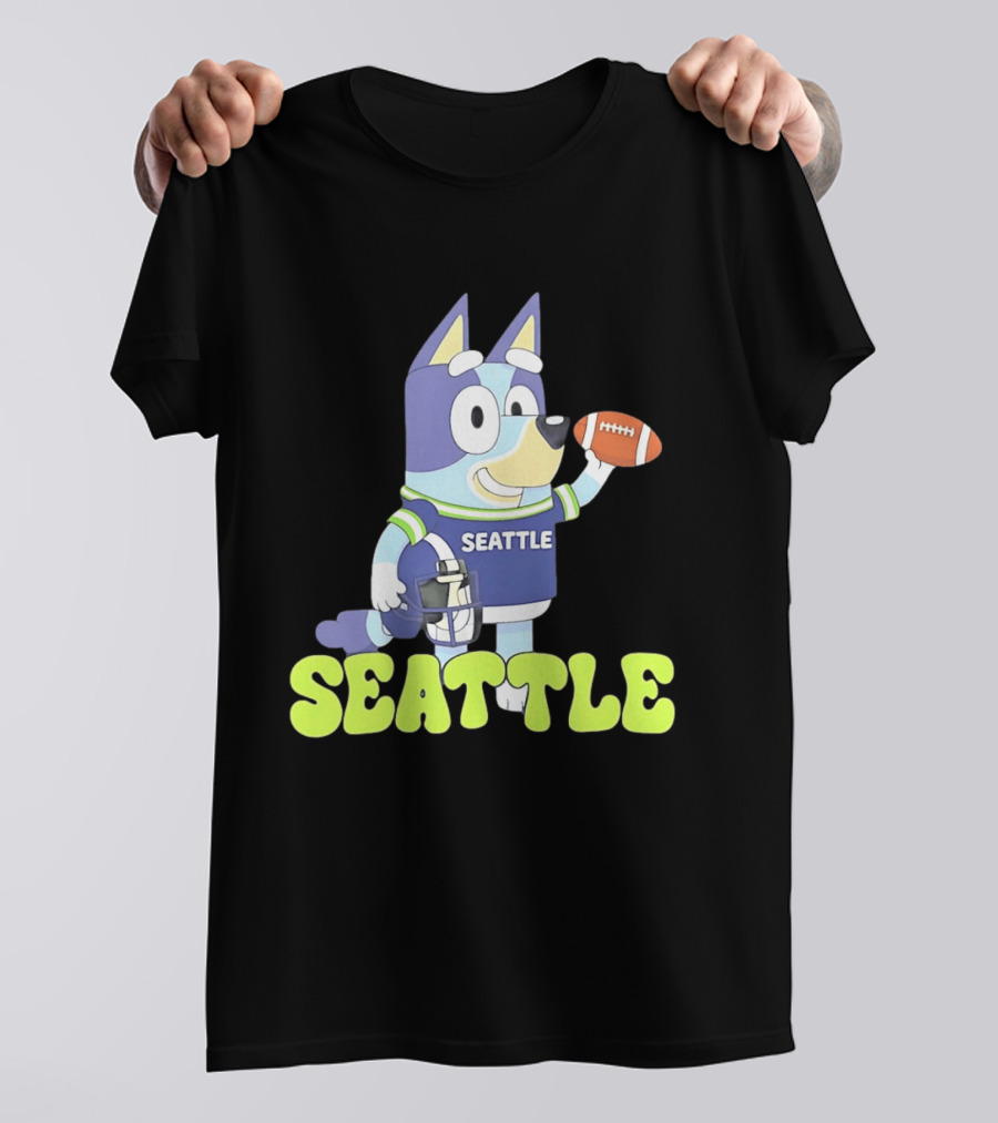 Bluey Seattle Football Cartoon 2026 Seahawks Fan Gear T-Shirt