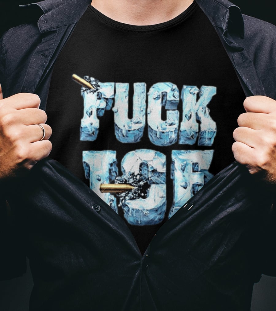 FUCK ICE Bullet Impact Ice Block Letters T-Shirt