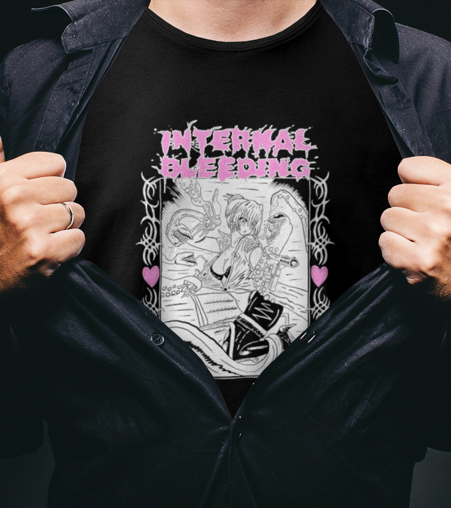 Internal Bleeding Anime Pastel Aesthetic Manga Style Hearts T-Shirt