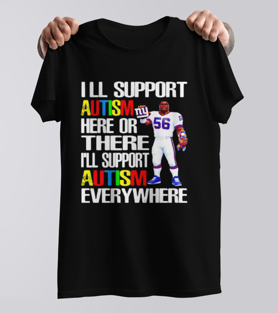 New York Giants Support Autism Everywhere With Football Player T-Shirt