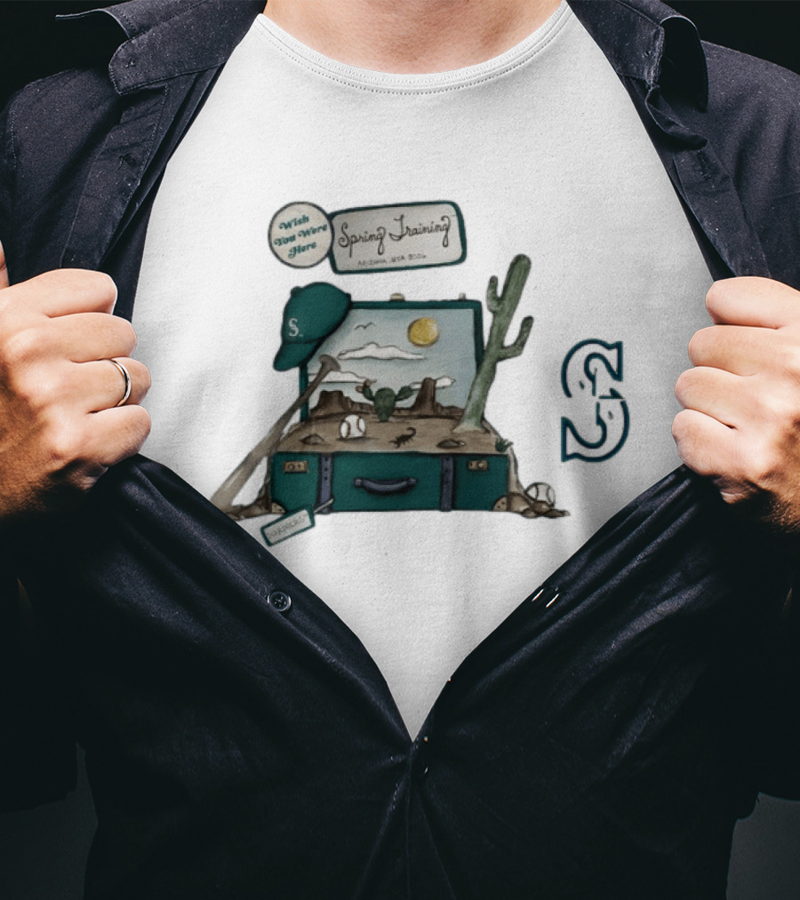 2026 Mariners Spring Training Arizona Cactus Suitcase Baseball Adventure T-Shirt