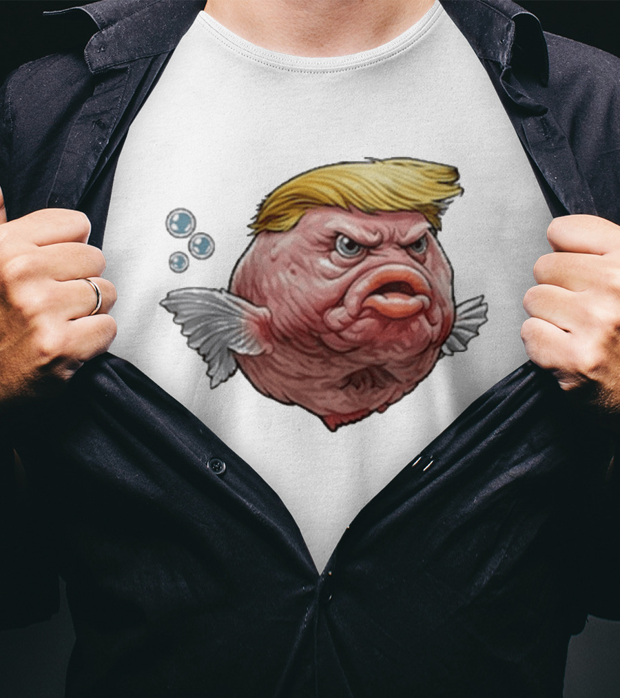 Angry Fish Trump Political Cartoon Satire T-Shirt