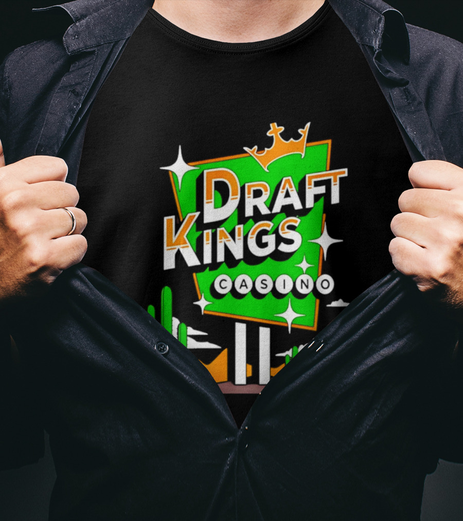 DraftKings Casino Neon Cactus Desert Scene T-Shirt