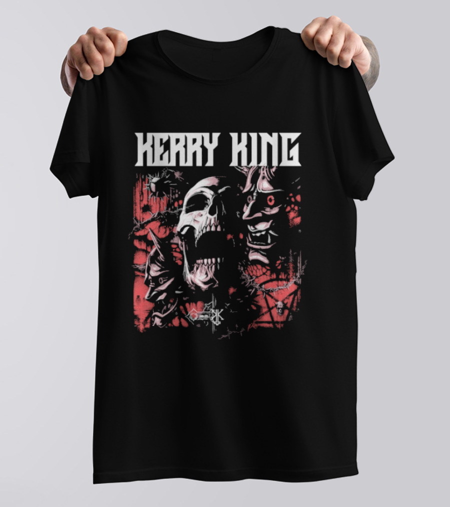 Kerry King Hell Echo Distorted Faces Red White T-Shirt