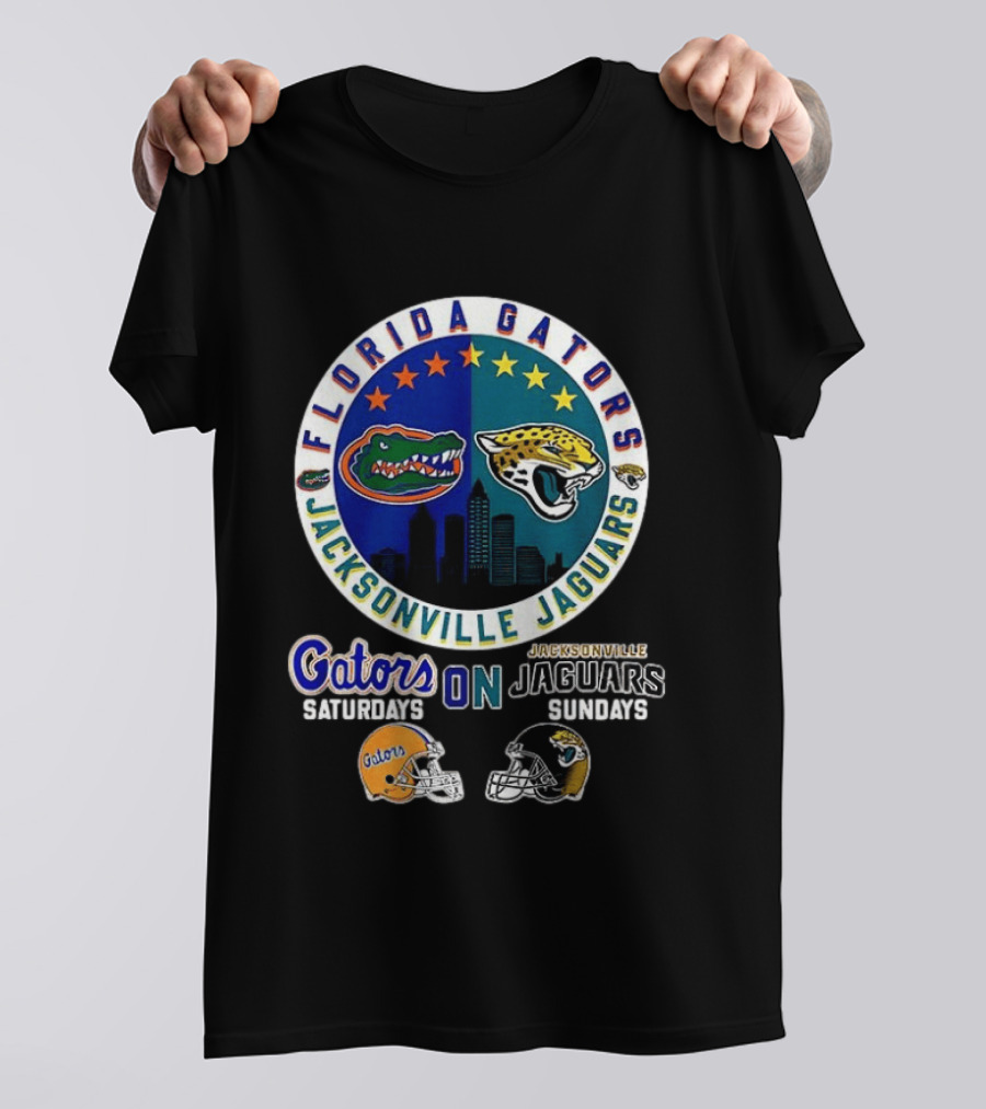 Florida Gators Jacksonville Jaguars Saturdays Sundays Fan Mashup T-Shirt