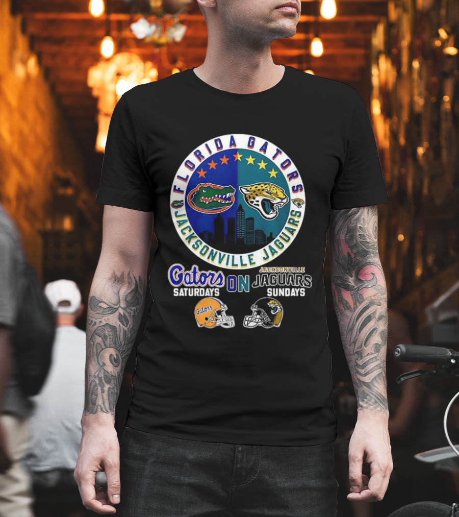 Florida Gators Jacksonville Jaguars Saturdays Sundays Fan Mashup T-Shirt