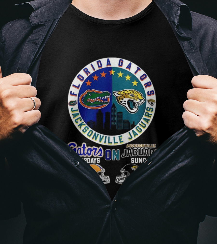 Florida Gators Jacksonville Jaguars Saturdays Sundays Fan Mashup T-Shirt