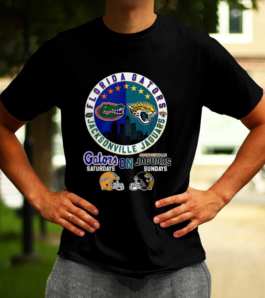 Florida Gators Jacksonville Jaguars Saturdays Sundays Fan Mashup T-Shirt