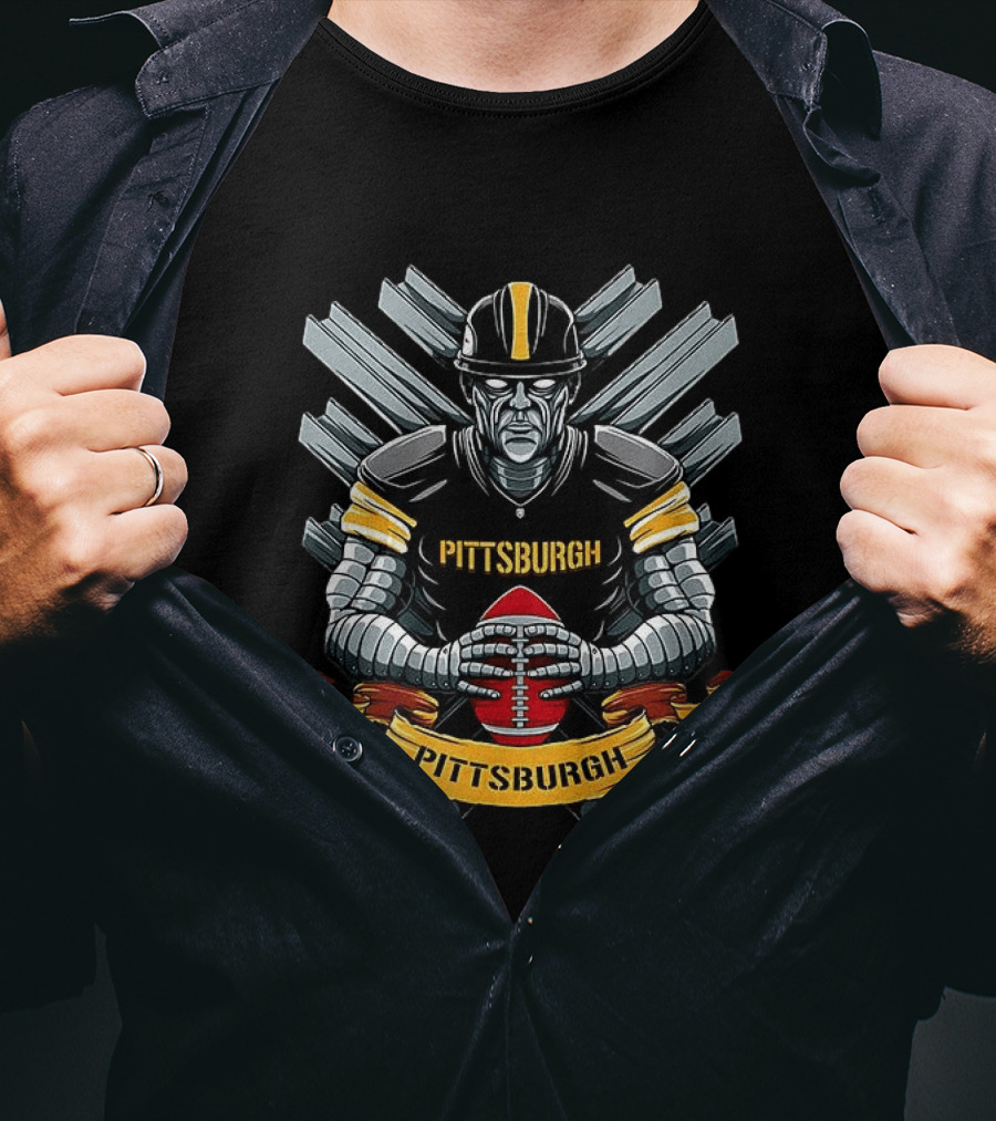 Pittsburgh Steelers Robot Player Holding Football T-Shirt