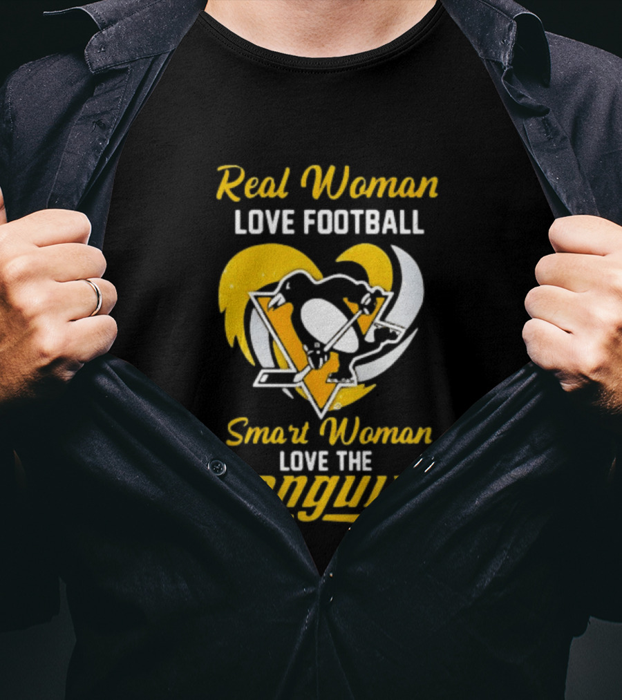 Real Woman Love Football Smart Woman Love The Penguins T-Shirt