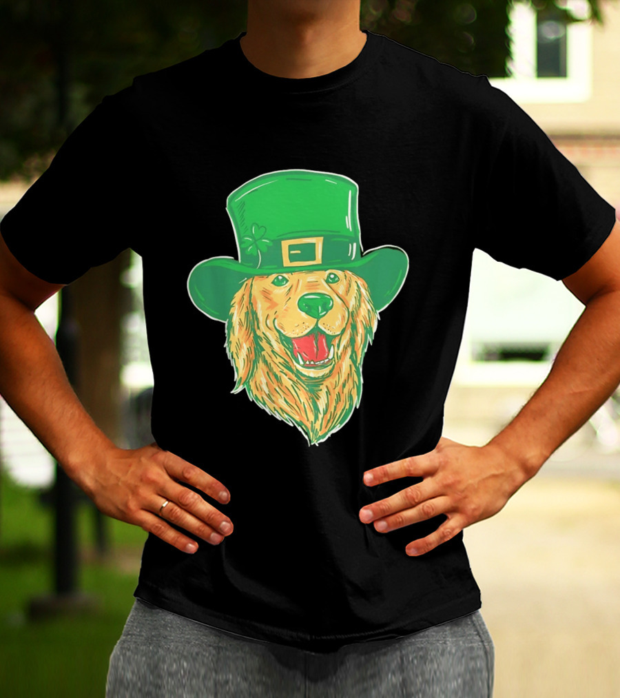 Leprechaun Golden Retriever St. Patrick's Day 2026 Celebration T-Shirt