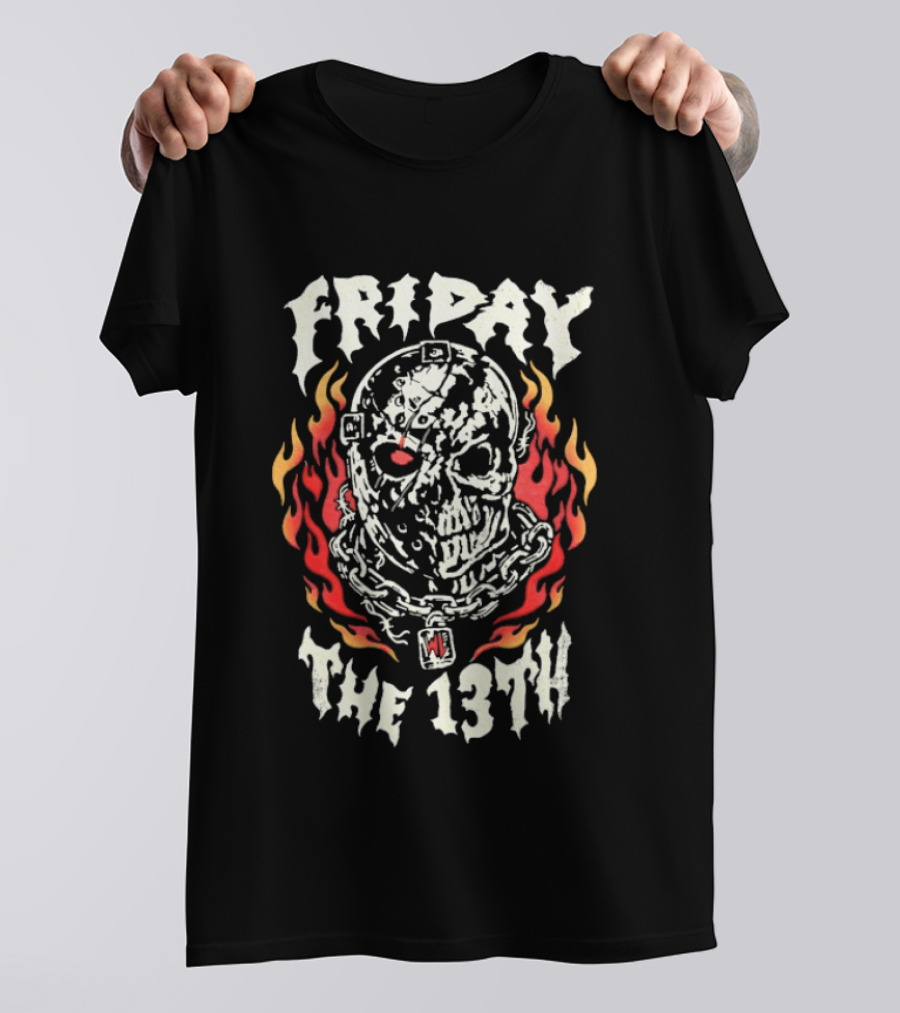 Friday The 13th Skulled Fire Warren Lotas T-Shirt