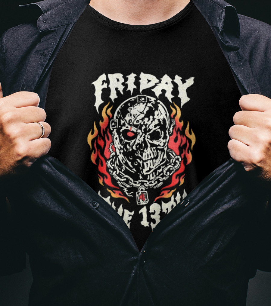 Friday The 13th Skulled Fire Warren Lotas T-Shirt